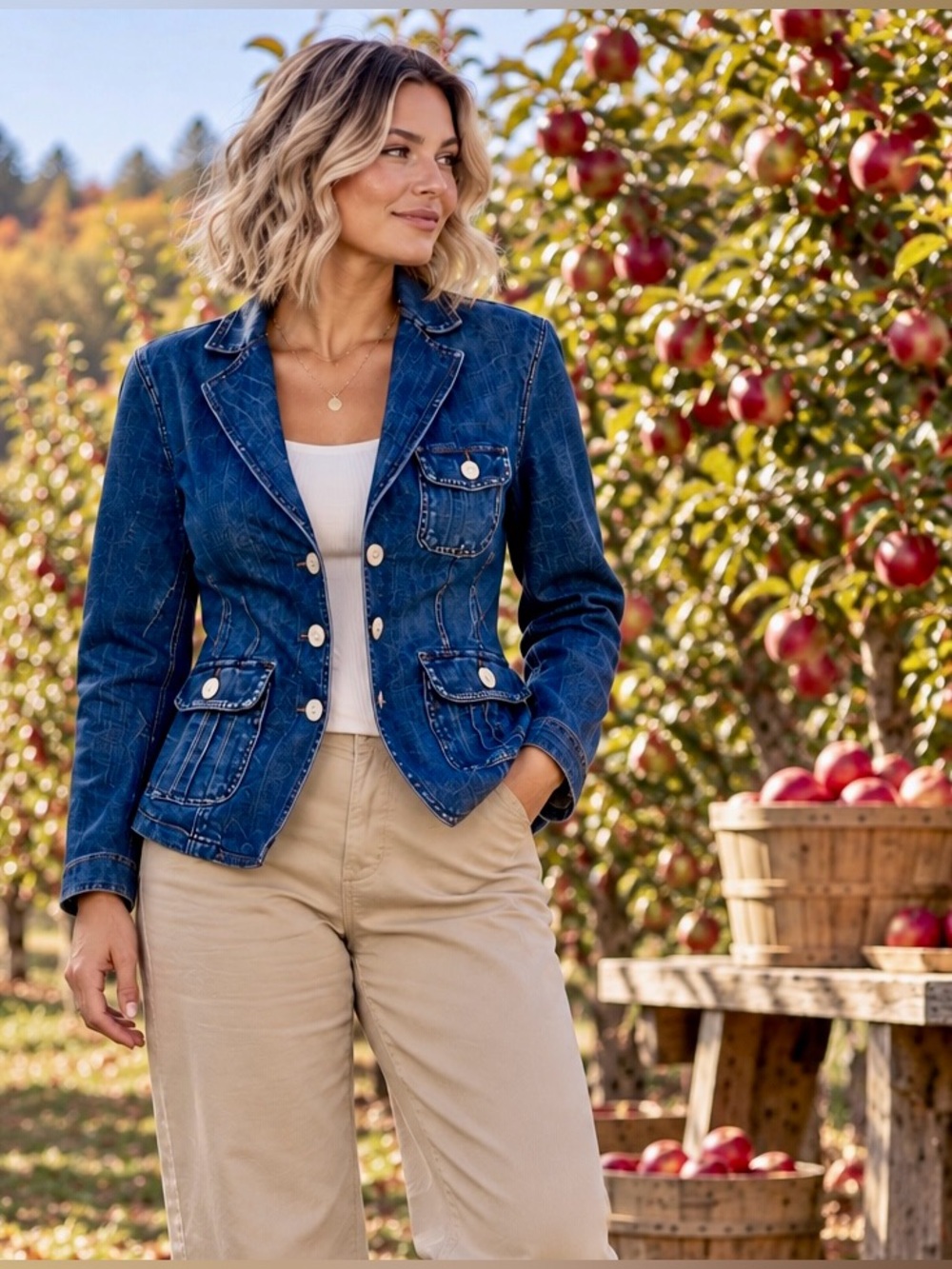 BCBGMAXAZRIA JEAN Women’s Small Denim Blazer Jacket Y2K Utility Dark Wash